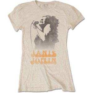 Janis Joplin: Working The Mic - Ladies Sand T-Shirt