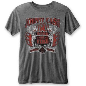 Johnny Cash: Ring of Fire (Burnout) - Charcoal Grey T-Shirt