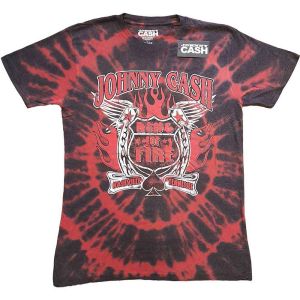 Johnny Cash: Ring of Fire (Dip Dye, Dye Wash) - Red T-Shirt