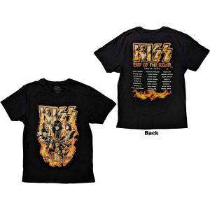 KISS: End Of The Road Tour Orange (Back Print) - Black T-Shirt