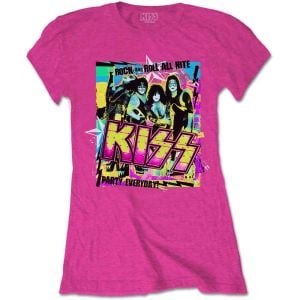 KISS: Party Every Day - Ladies Heliconia Pink T-Shirt