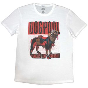 Marvel Comics: Deadpool Dogpool Smells Like Trouble - White T-Shirt