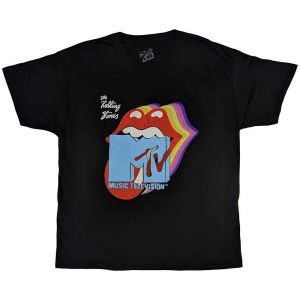 MTV: Rolling Stones Rainbow Shadow Tongue - Black T-Shirt