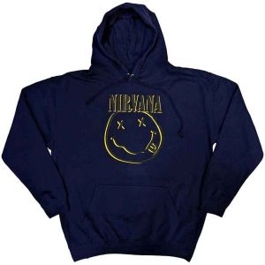 Nirvana: Inverse Happy Face - Navy Blue Pullover Hoodie