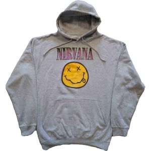 Nirvana: Xerox Happy Face Pink - Grey Pullover Hoodie