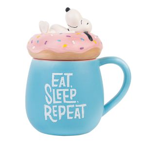 Peanuts: Eat Sleep Repeat 3D Ceramic Mug with Lid Preorder