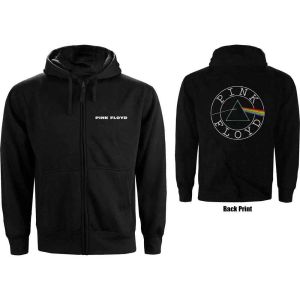 Pink Floyd: Circle Logo (Back Print) - Black Zip-up Hoodie