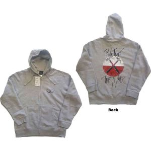 Pink Floyd: The Wall Faded Hammers Logo (Back Print) - Grey Zip-up Hoodie