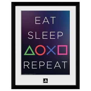 Playstation: "Eat Sleep Repeat" Framed Print (30x40cm)