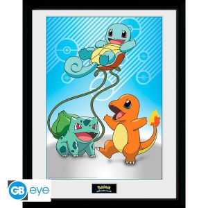 Pokemon: "Kanto Starters" Framed Print (30x40cm)