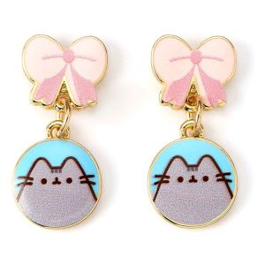 Pusheen: Pink Bows Drop Earrings Preorder