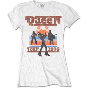 Queen: 1976 Tour Silhouettes - Ladies White T-Shirt