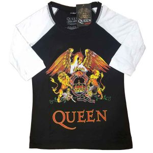 Queen: Classic Crest - Ladies Black & White T-Shirt