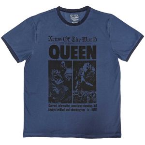 Queen: News of the World 40th Front Page - Denim Blue T-Shirt