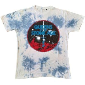 Queens Of The Stone Age: Branca Sword (Dip Dye, Dye Wash) - White T-Shirt