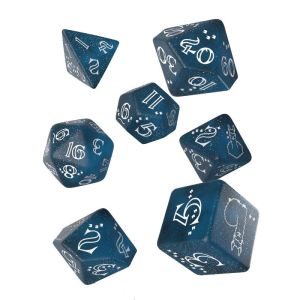 Shimmering Llama: Glittering Dark Blue & White Dice Set (7) Preorder