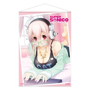 Super Sonico: Super Sonico on her Laptop Wallscroll (50x70cm) Preorder