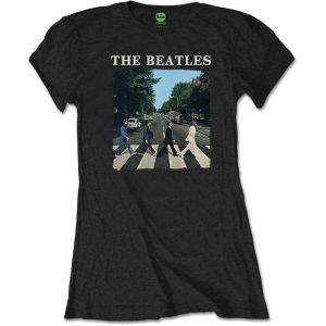 The Beatles: Abbey Road & Logo - Ladies Black T-Shirt