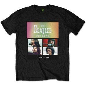 The Beatles: Album Faces Gradient (Silver Style Printing) - Black T-Shirt