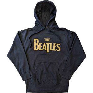 The Beatles: Gold Drop T Logo - Navy Blue Pullover Hoodie