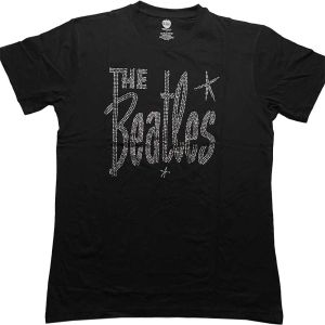 The Beatles: Retro Logo (Embellished) - Black T-Shirt