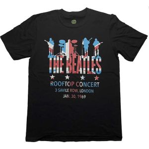 The Beatles: Rooftop Flag - Black T-Shirt