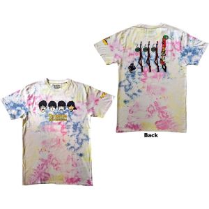 The Beatles: Yellow Submarine Heads & Apple Bonkers (Back Print,Dye Wash,Sleeve Print) - White T-Shirt