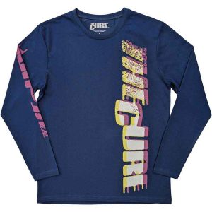 The Cure: Glitched Logo (Sleeve Print) - Denim Blue Long Sleeve T-Shirt