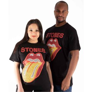 The Rolling Stones: Dia Tongue (Embellished) - Black T-Shirt