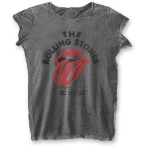 The Rolling Stones: New York City 75 (Burnout) - Ladies Charcoal Grey T-Shirt