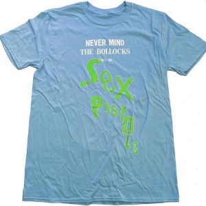 The Sex Pistols: Never Mind The Bollocks Drop Logo - Light Blue T-Shirt