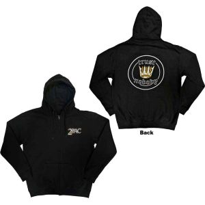 Tupac: Crown Seal (Back Print) - Black Zip-up Hoodie