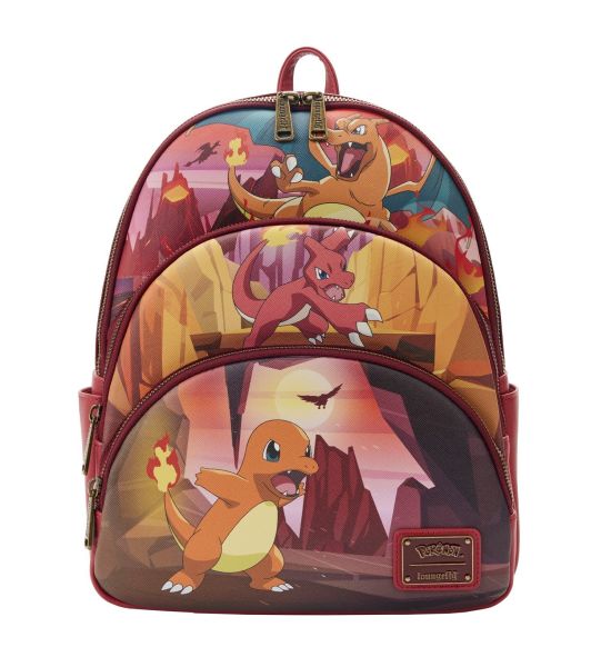 Loungefly Pokemon Charmander Evolutions Triple Pocket Mini Backpack