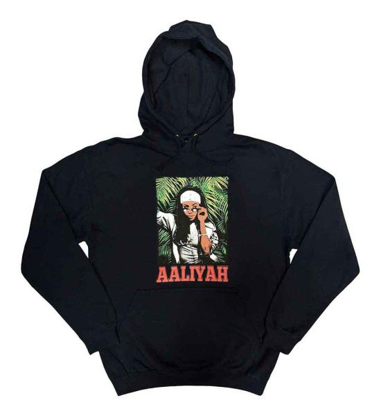 Aaliyah: Foliage - Navy Blue Pullover Hoodie