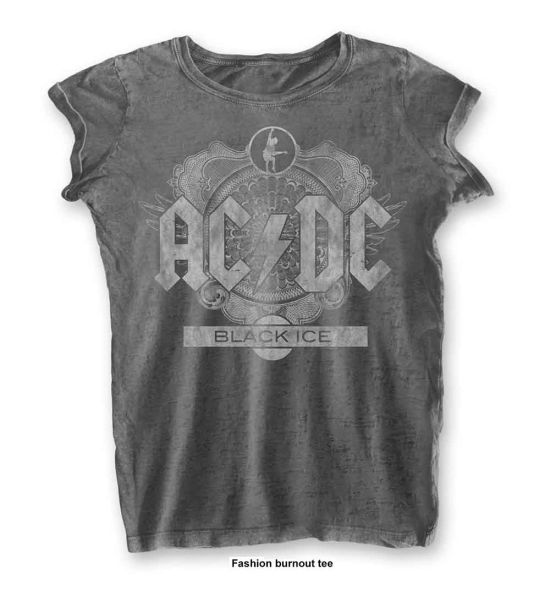 AC/DC: Black Ice (Burnout) - Ladies Charcoal Grey T-Shirt