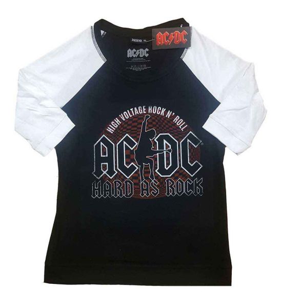 AC/DC: Hard As Rock - Ladies Black & White T-Shirt