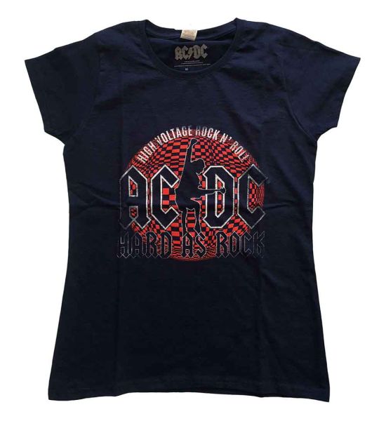 AC/DC: Hard As Rock - Ladies Navy Blue T-Shirt