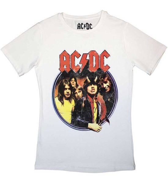 AC/DC: Highway To Hell Circle - Ladies White T-Shirt