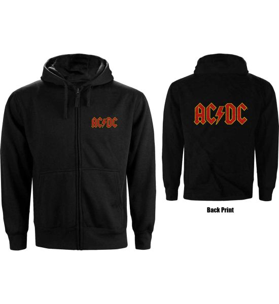 AC/DC: Logo (Back Print) - Black Zip-up Hoodie