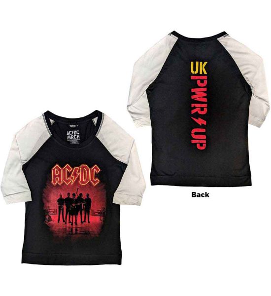 AC/DC: PWR-UP UK (Back Print) - Ladies Black & White T-Shirt