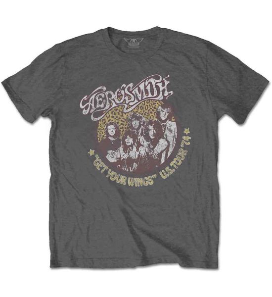 Aerosmith: Cheetah Print - Charcoal Grey T-Shirt