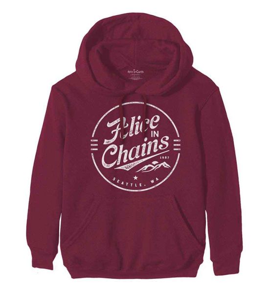 Alice In Chains: Circle Emblem - Maroon Red Pullover Hoodie