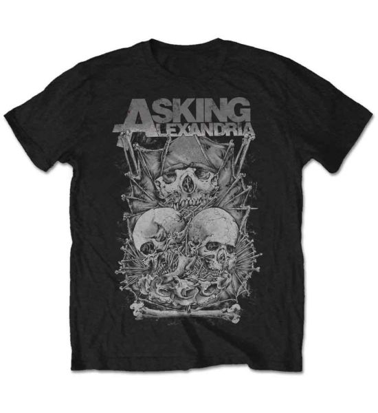 Asking Alexandria: Skull Stack - Black T-Shirt