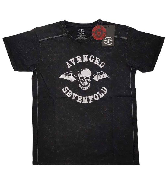 Avenged Sevenfold: Logo (Snow Wash, Dye Wash) - Black T-Shirt