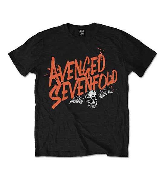 Avenged Sevenfold: Orange Splatter - Black T-Shirt