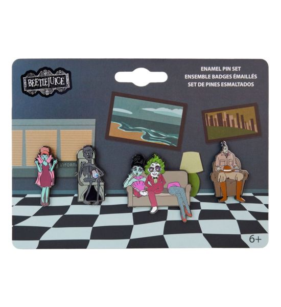 Beetlejuice by Loungefly: Waiting Room Enamel Pins 4-Set (3cm)