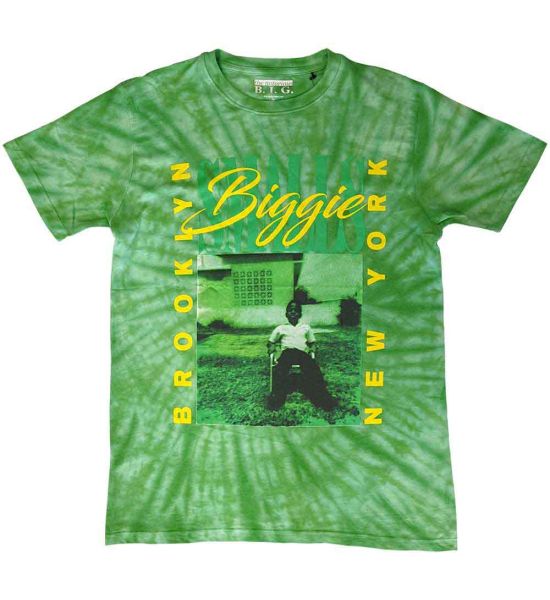 Biggie Smalls: 90's New York City (Dip Dye, Dye Wash) - Green T-Shirt