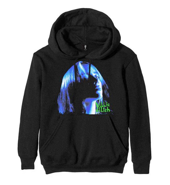 Billie Eilish: Neon Shadow Blue - Black Pullover Hoodie