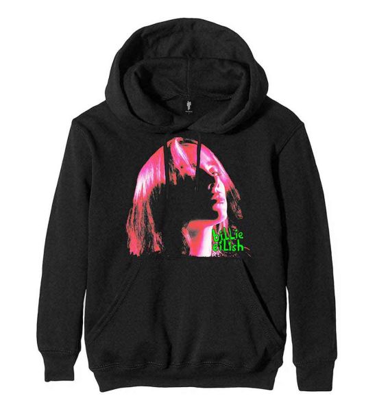 Billie Eilish: Neon Shadow Pink - Black Pullover Hoodie