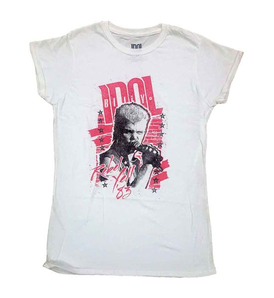 Billy Idol: Rebel Yell - Ladies White T-Shirt